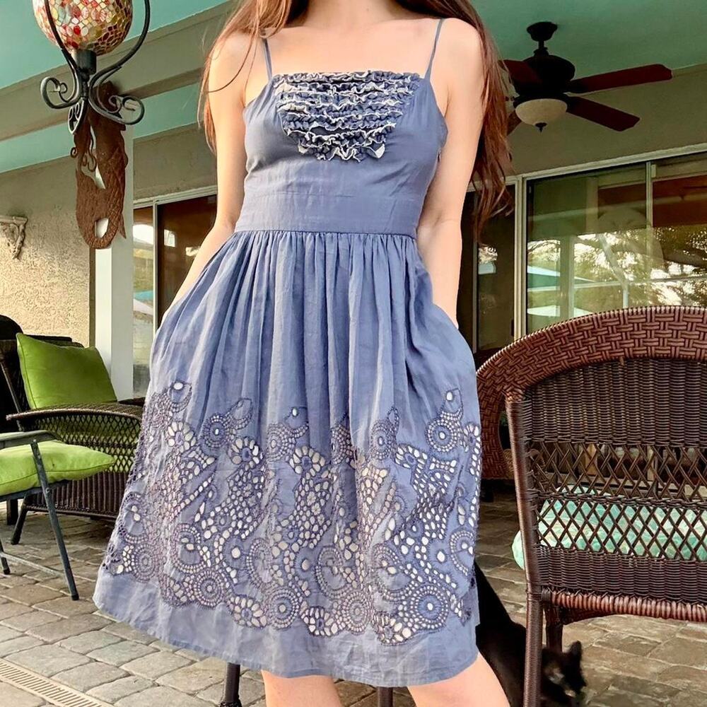 Anthropologie Silk Blend Grey Dress